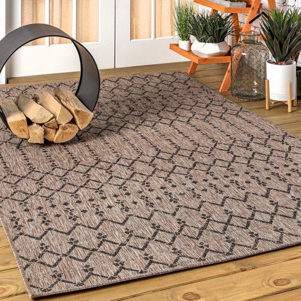 JONATHAN Y SMB108D-8 Ourika Moroccan Geometric Textured Weave Indoor Outdoor Area r.u.g, Bohemian, Rustic, Scandinavian Easy, Bedroom,Kitchen,Backyard,Patio,Non Shedding, Natural/Black, 8 X 10 - Image 4