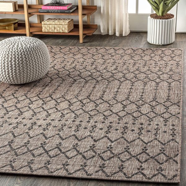 JONATHAN Y SMB108D-8 Ourika Moroccan Geometric Textured Weave Indoor Outdoor Area r.u.g, Bohemian, Rustic, Scandinavian Easy, Bedroom,Kitchen,Backyard,Patio,Non Shedding, Natural/Black, 8 X 10 - Image 6