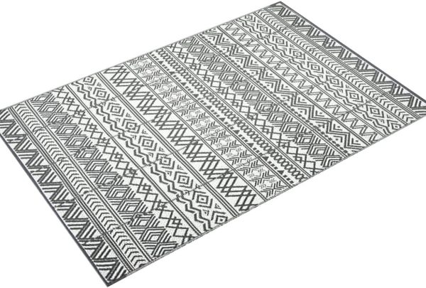 MontVoo-Outdoor Rug Carpet Waterproof 6x9 ft Reversible Patio Rug RV Camping Rug-Plastic Straw Rug Outside Indoor Outdoor Area Rug for Patio Deck Balcony Picnic Beach Outdoor Decor Boho Grey - Image 5